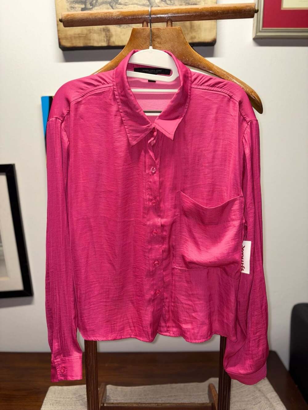 Marc New York Button Down Blouse Size XL Pink Shirt
